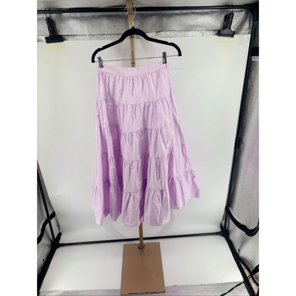 J. Crew Tiered Cotton Poplin Midi Skirt Size 0 Boho Cottagecore Prairie Romantic